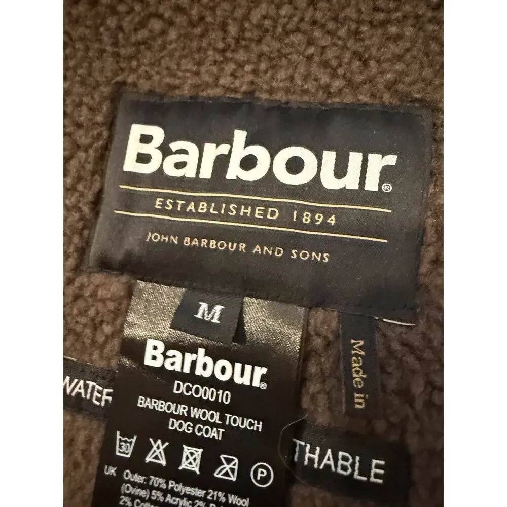Barbour Wool Touch Fleece Lined Dog Coat Waterproof Sz M NEW $98